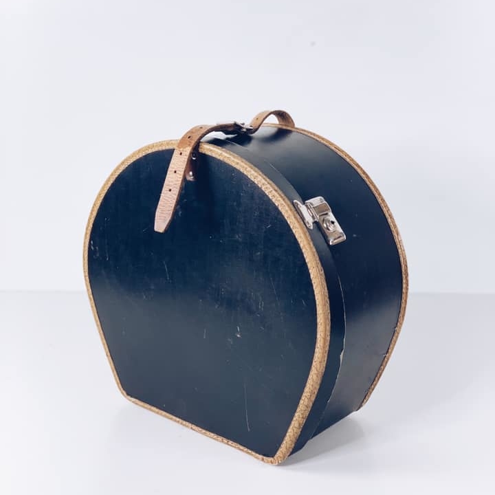 Кофр дорожній для капелюхів чорний вінтаж шкіра  VL-083