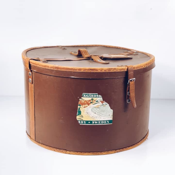 Кофр дорожній для капелюхів коричневий вінтаж шкіра VL-057