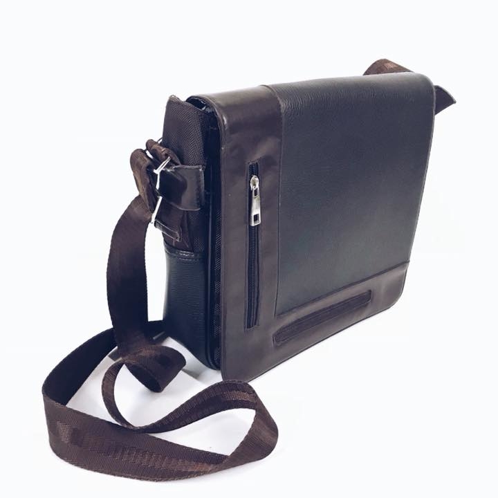 Сумка чоловіча мала штучна шкіра темно-коричнева MB-024