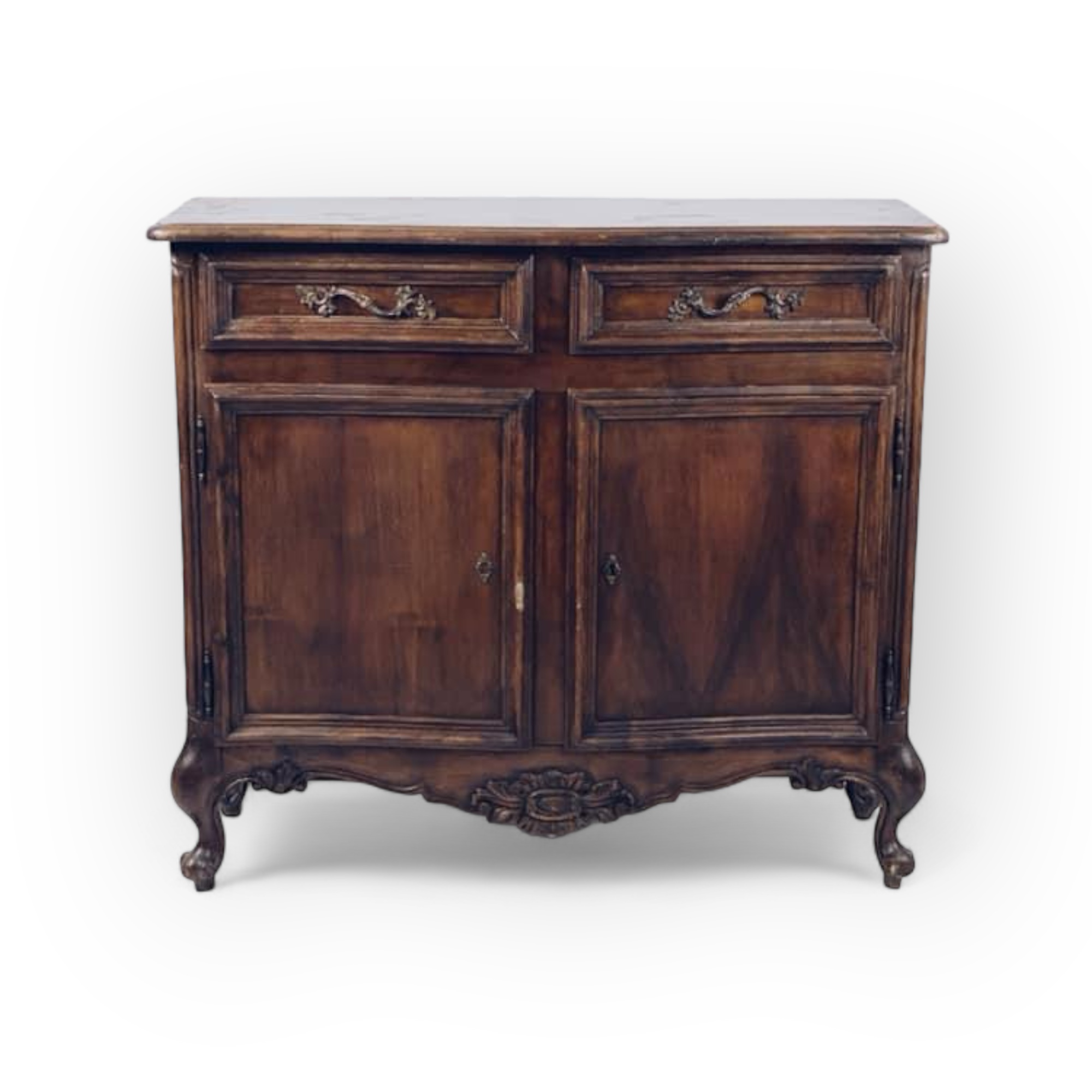 Комод 2-дверний вінтаж з різбленням темне дерево CB-053