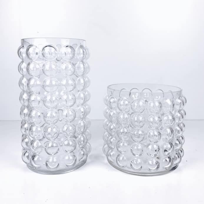 Ваза-циліндр рельєф кулі скло прозора VA-256