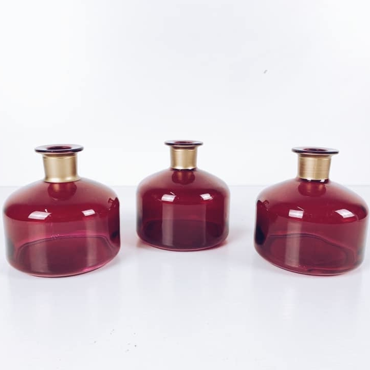 Ваза мала червоне скло/золото VA-312