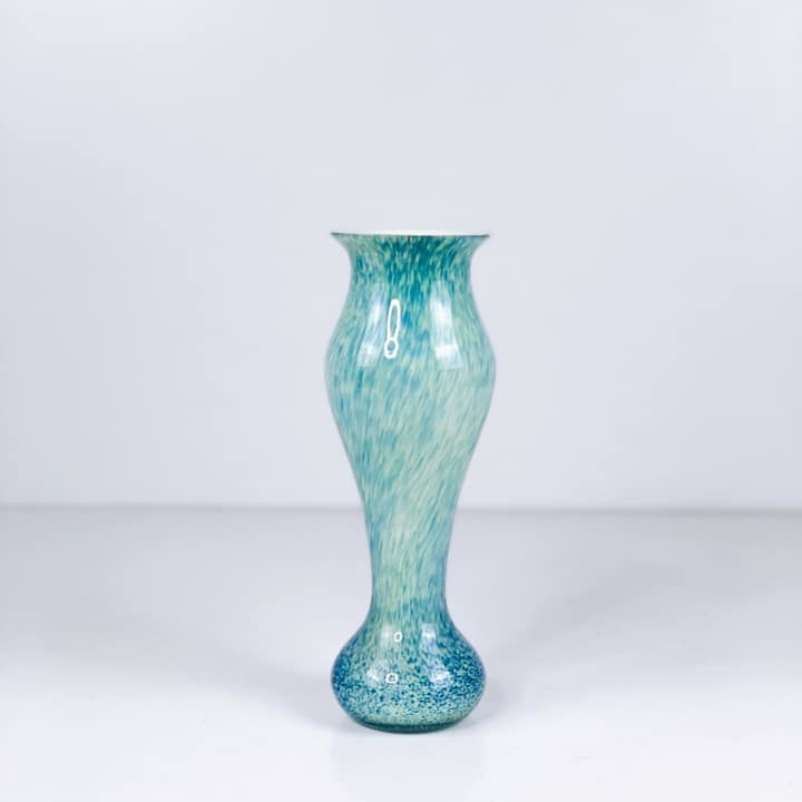 Ваза фігурна вінтаж художнє скло мурано блакитний/білий VA-281