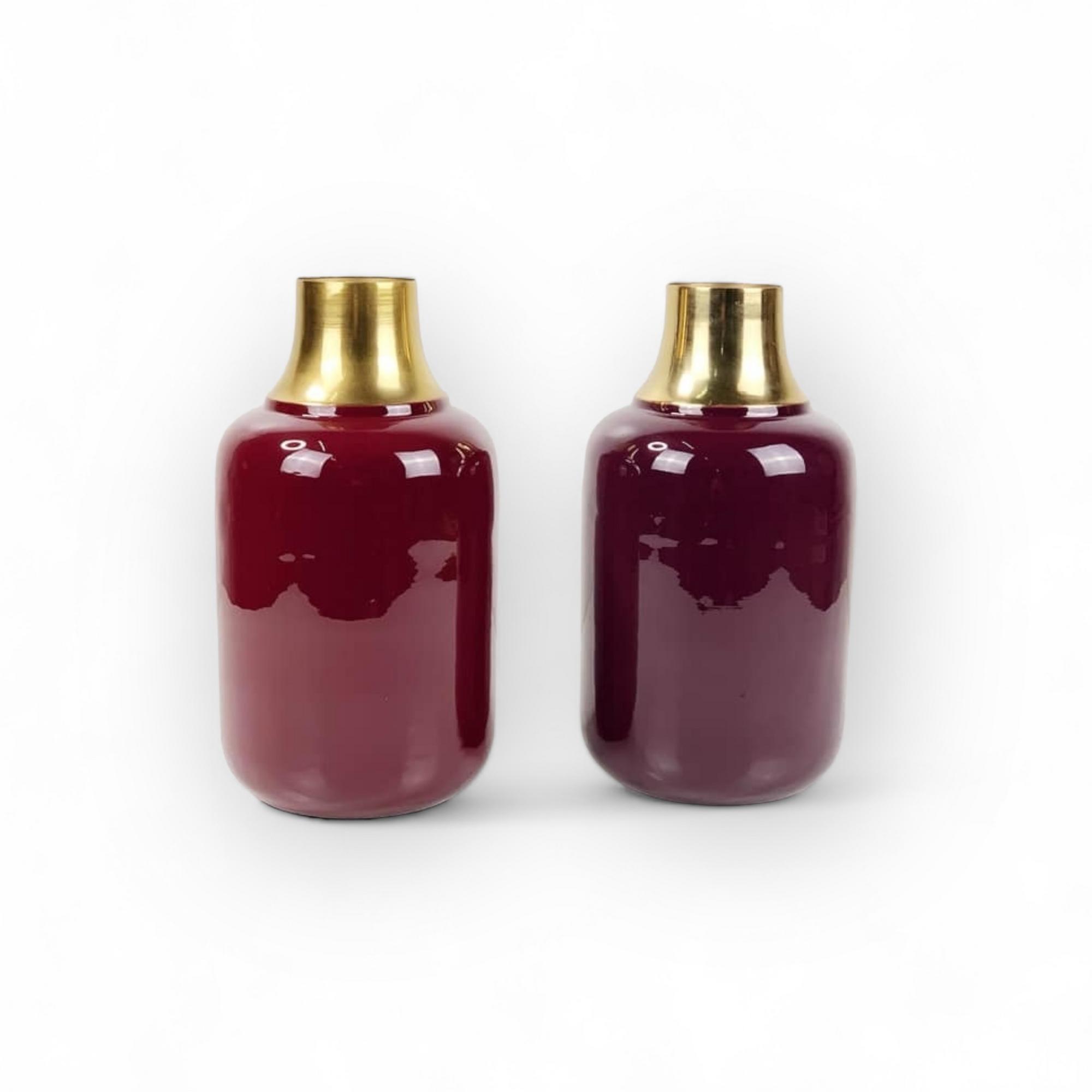 Ваза бордо/золото метал/емаль VA-274