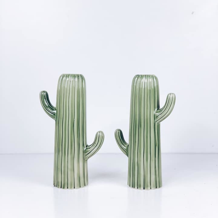 Ваза-кактус зелений кераміка рельєф VA-288