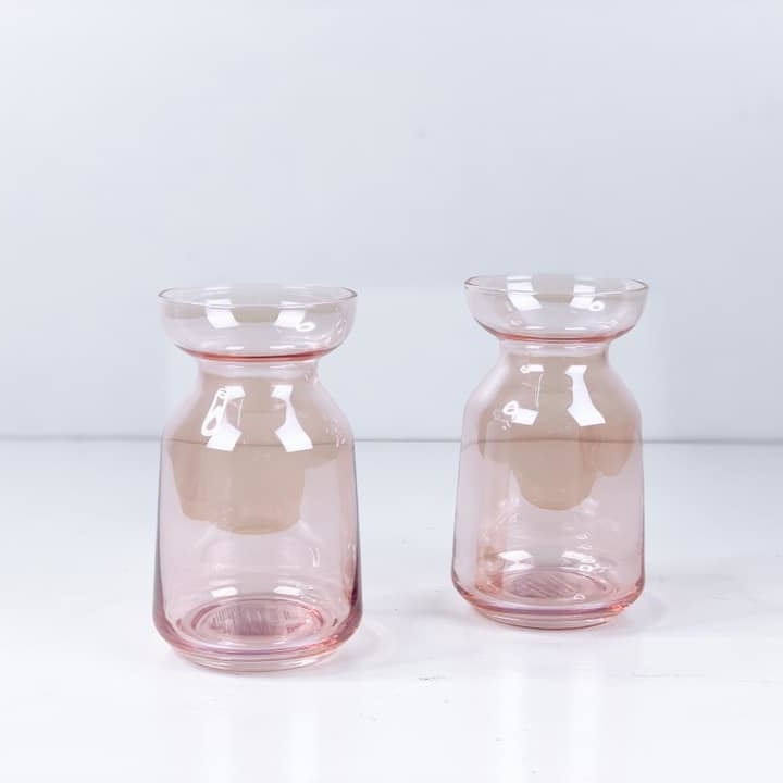 Ваза зі звуженнями рожеве прозоре скло VA-278