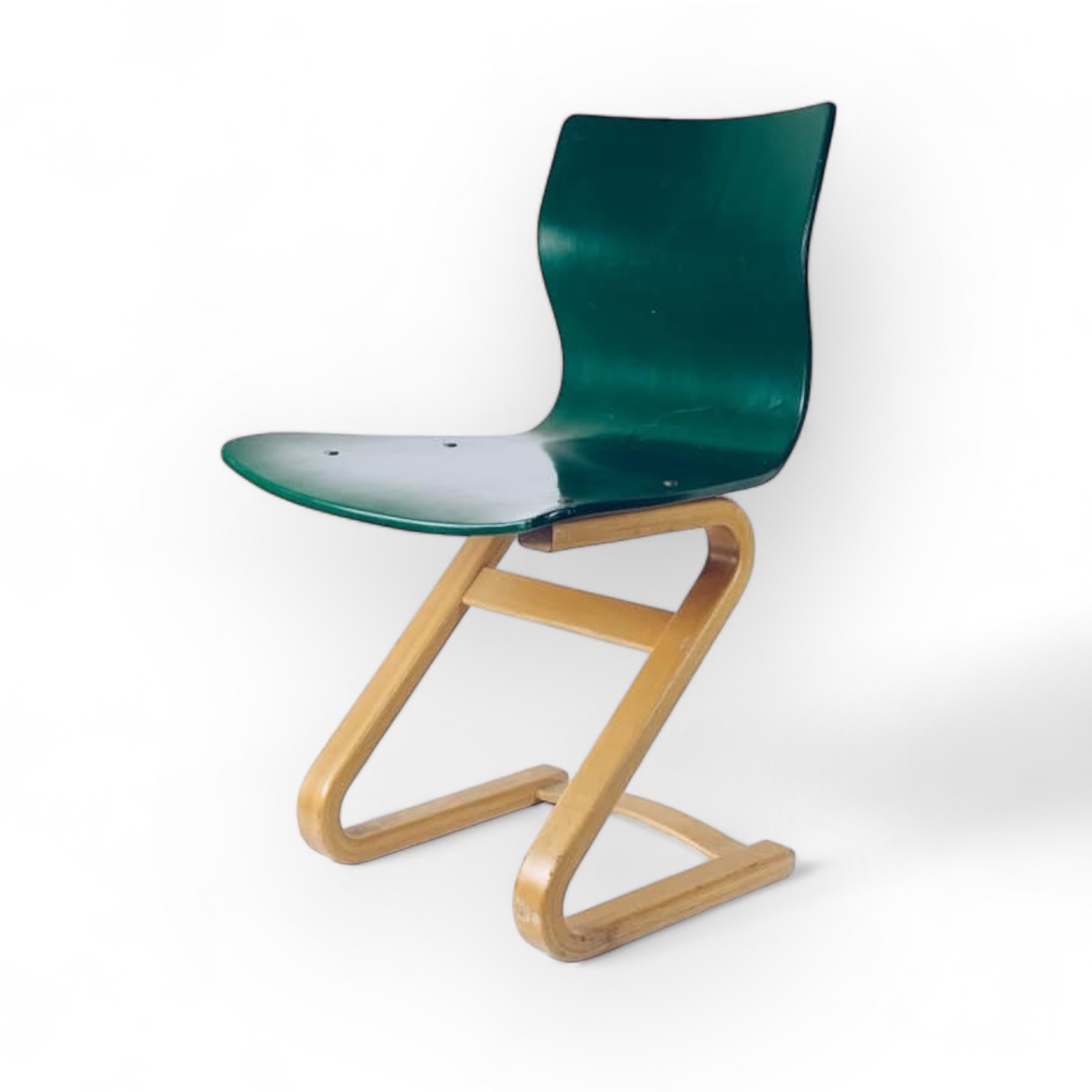 Стілець вінтаж гнуте дерево смарагд/натур ST-099