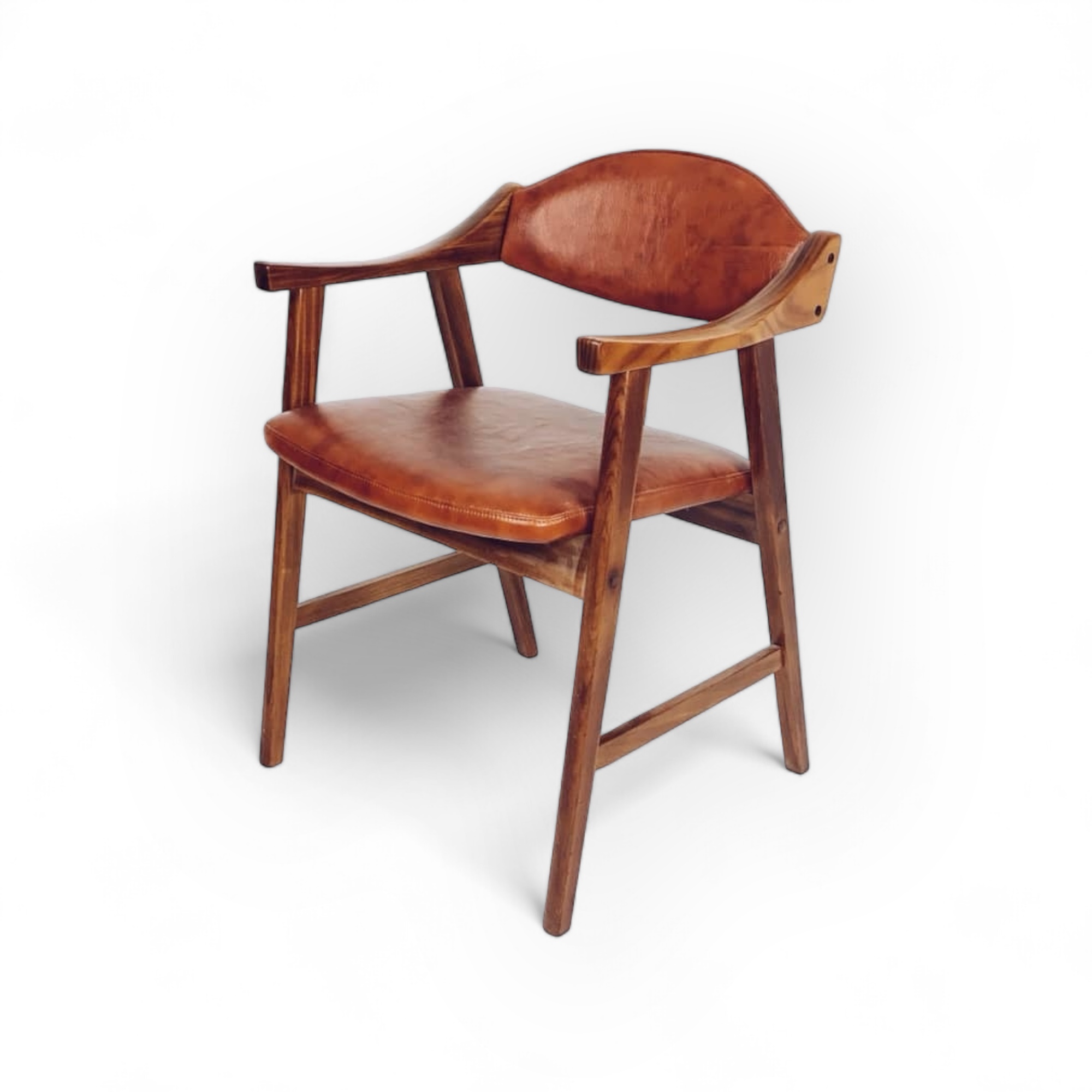 Крісло коричневе вінтаж шкіра/дерево CH-112