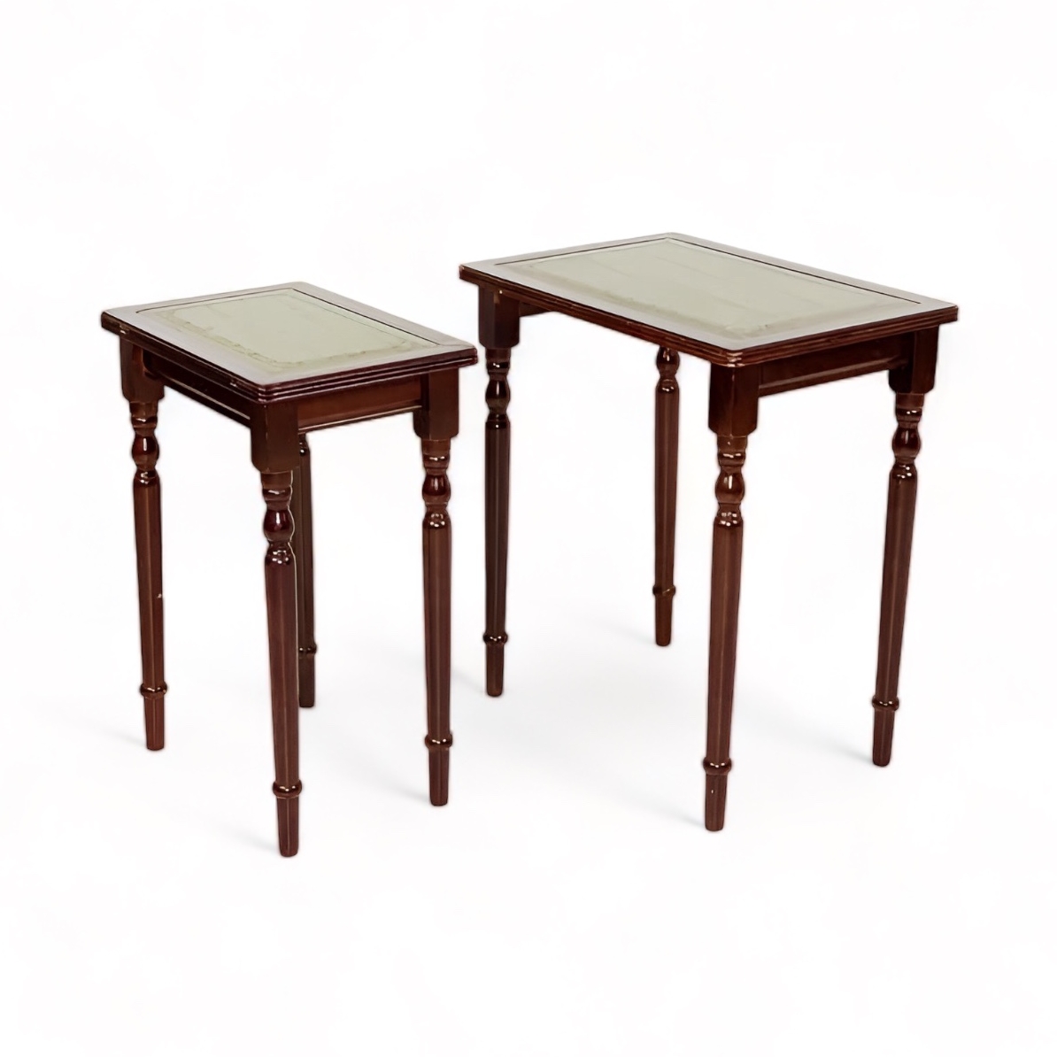 Столики-підставки прямокутні дерево/шкіра оливка вінтаж TB-818