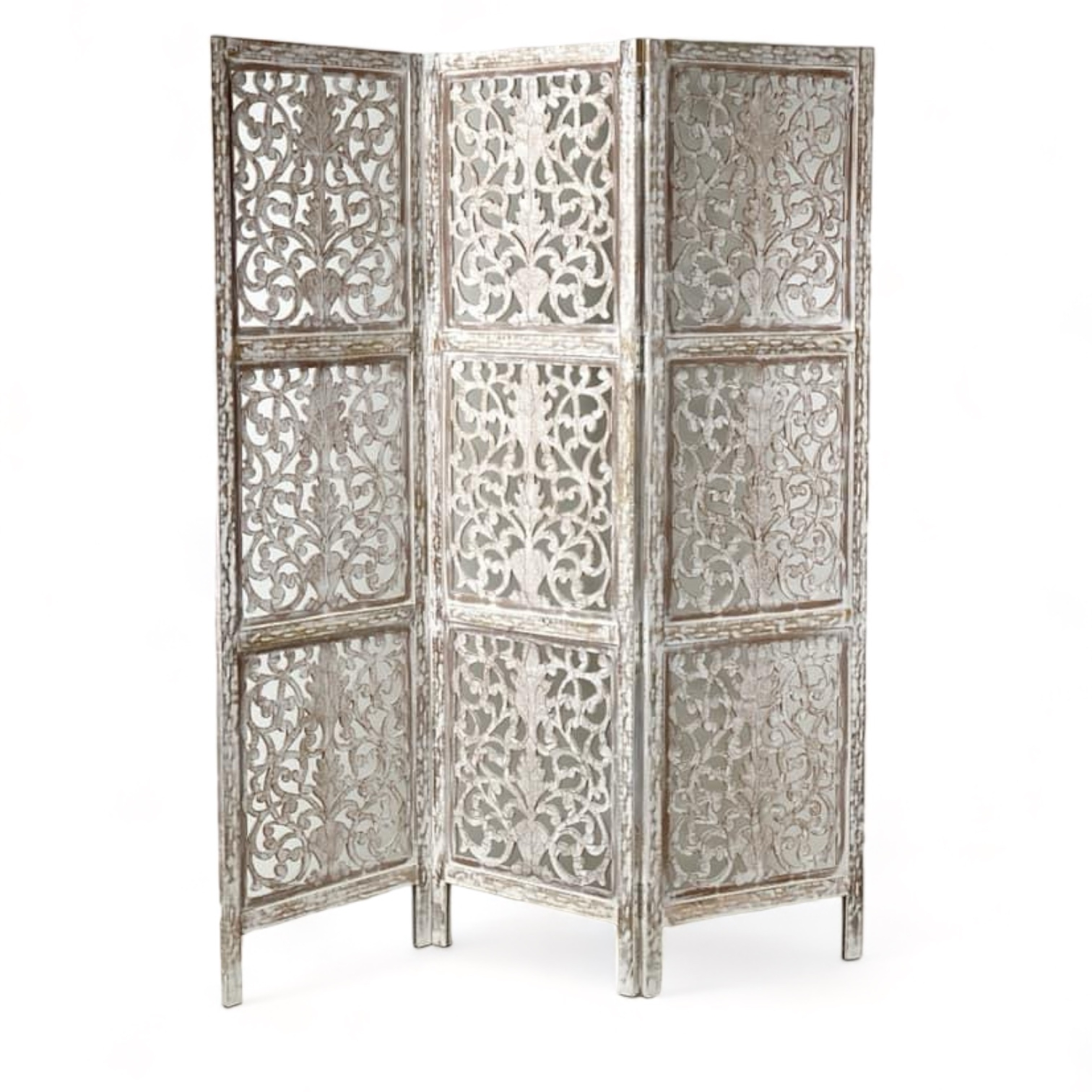 Ширма декоративна біла 3 створки з різбленням SF-011