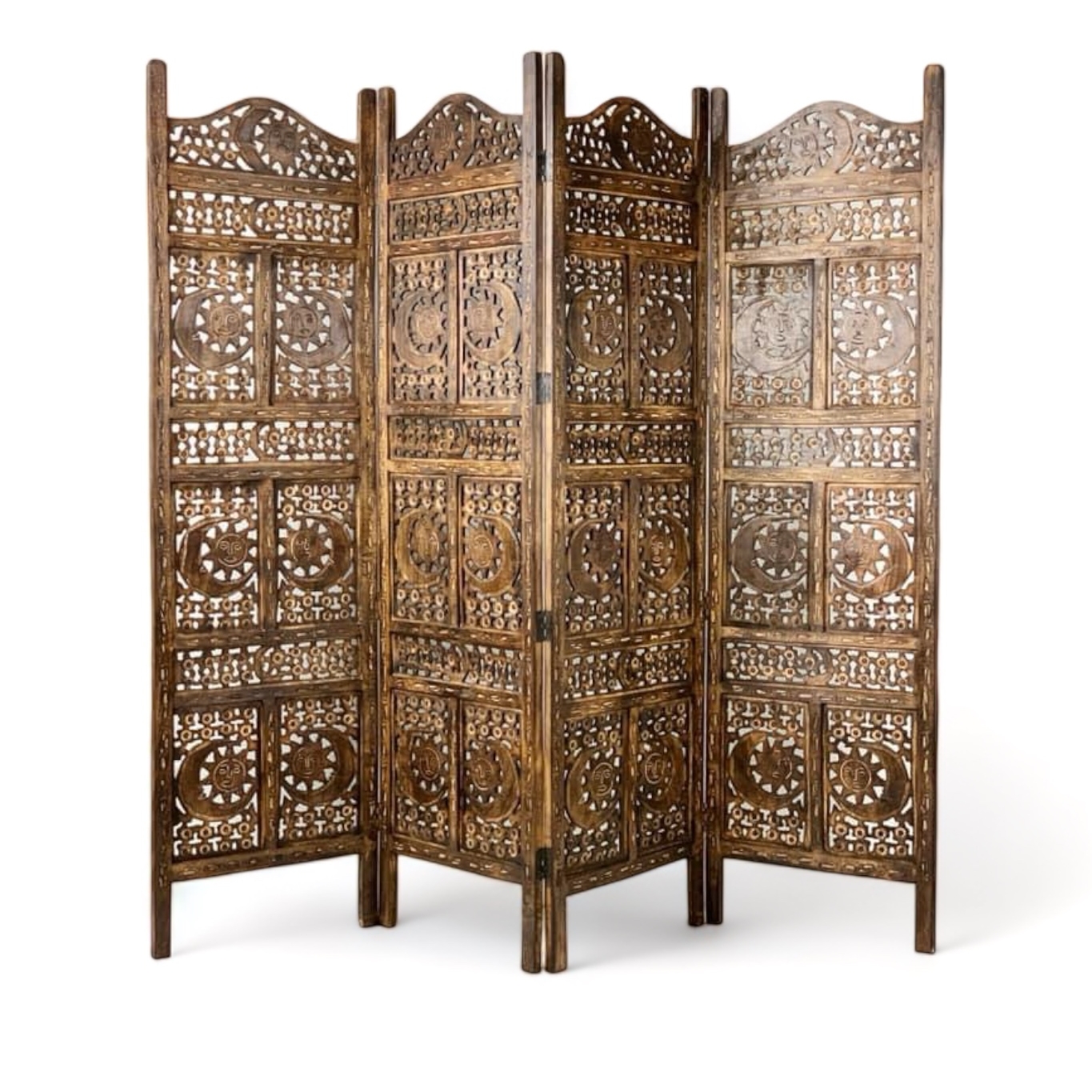 Ширма декоративна темне дерево 4 створки з різбленням SF-012