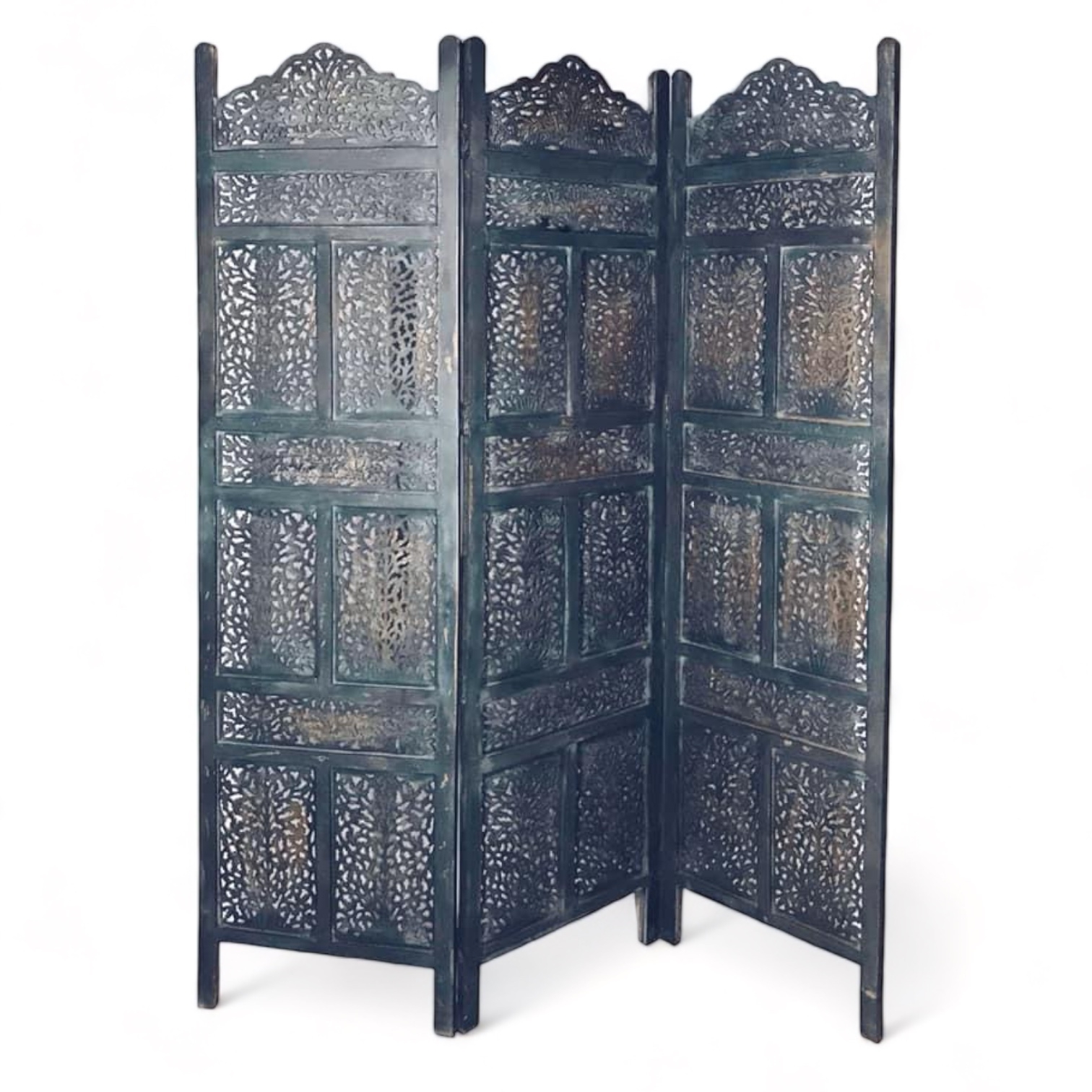 Ширма декоративна смарагд 3 створки з різбленням SF-013