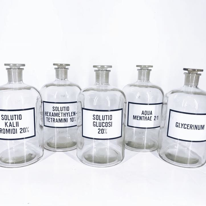 Пляшка лабораторна/хімічна велика з наклейкою прозоре скло LA-006