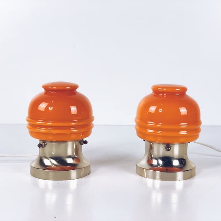 Лампа настільна мала вінтаж пластик золото/оранж LT-156