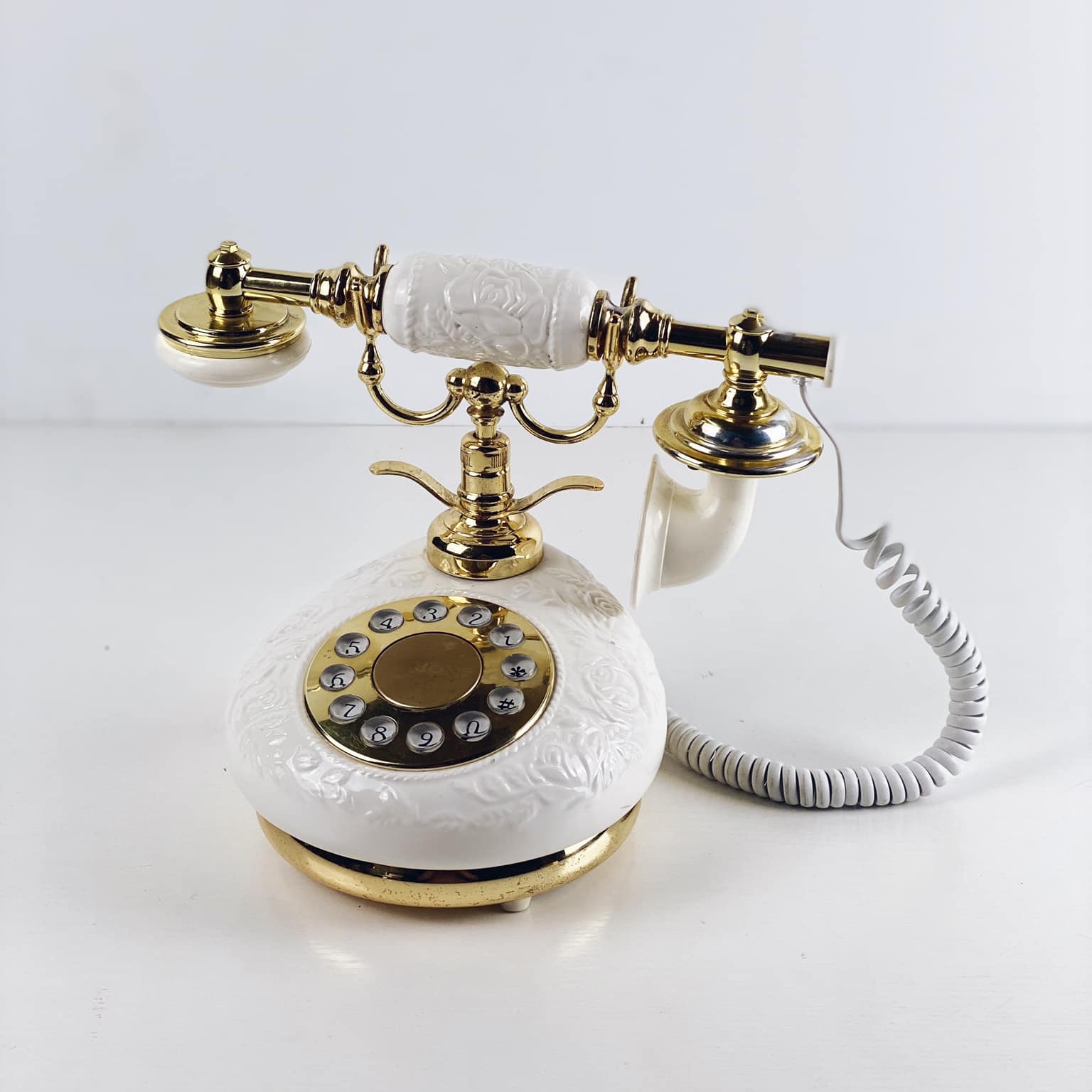 Телефон у ретро-стилі білий/золото PH-092
