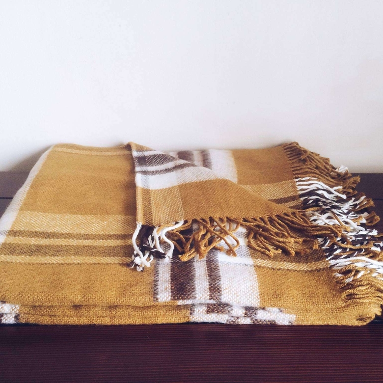 Плед у клітинку охра WR-001