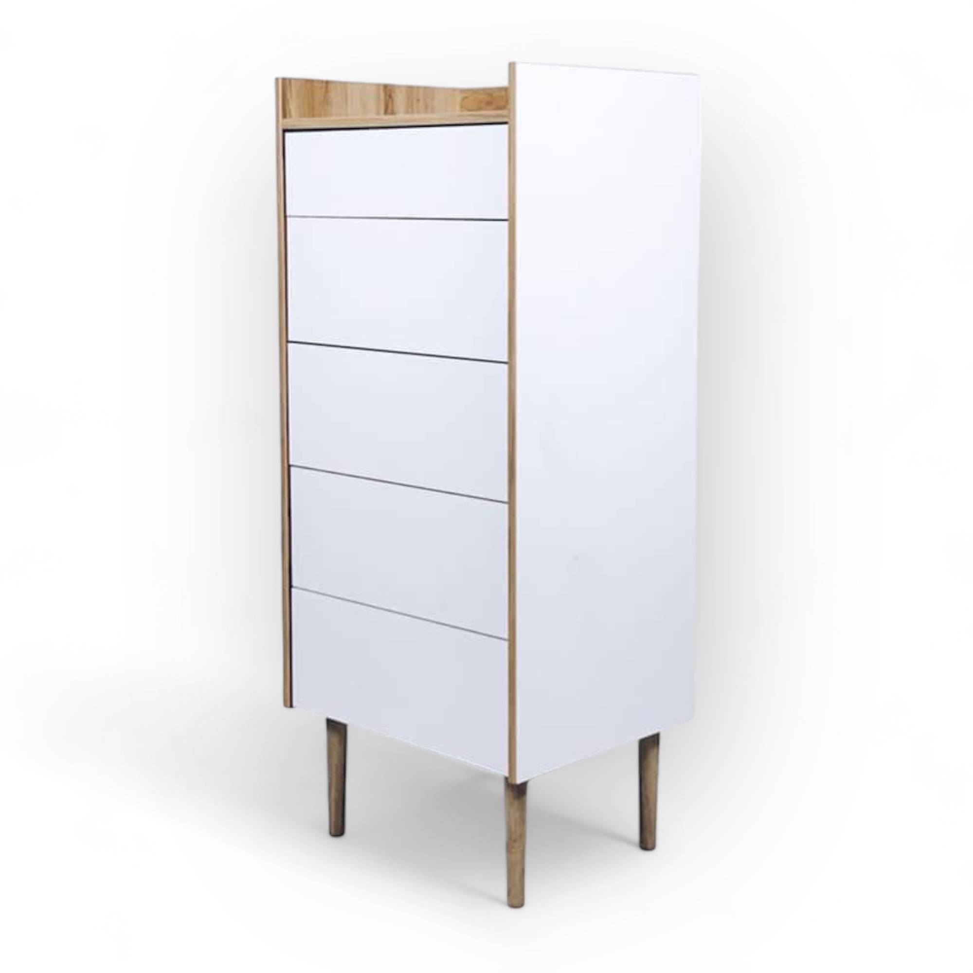 Комод високий на 5 шухляд білий/дерево CB-055