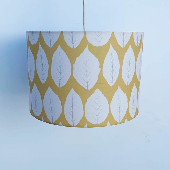 Підвісний абажур у ретро стилі жовтий з принтом "Листя" LS-033