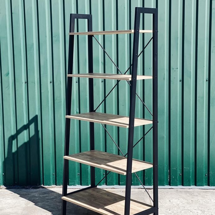 Стелаж 5 полиць чорний/дерево SR-058