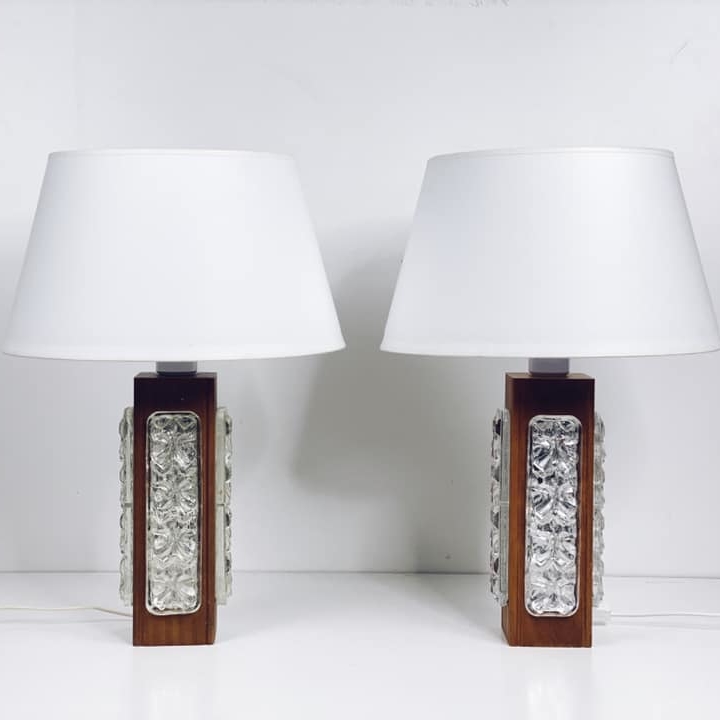 Лампа настільна вінтаж 60х база дерево/кришталь LT-174