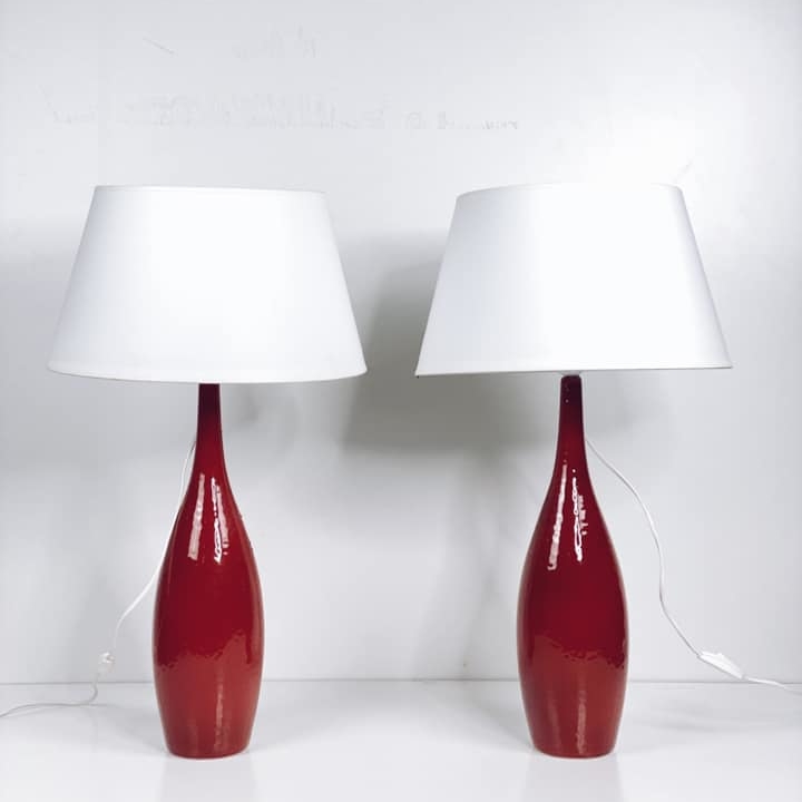 Лампа настільна вінтаж база кераміка червона LT-172