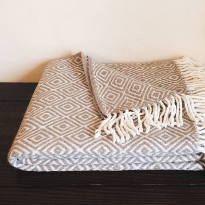 Плед вовна беж ромби WR-025