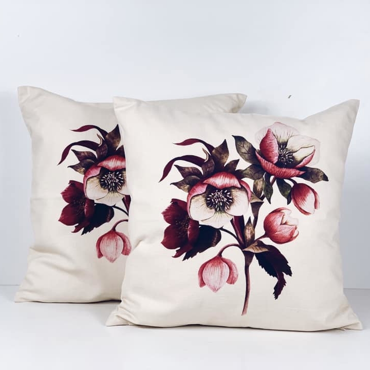 Подушка декоративна принт рожеві квіти PW-313