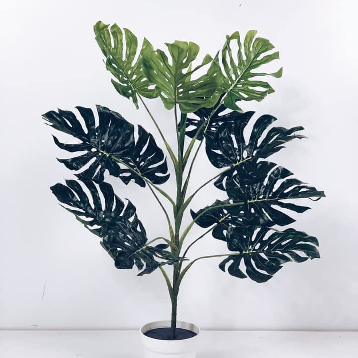 Монстера штучна у білому вазоні середня FW-117