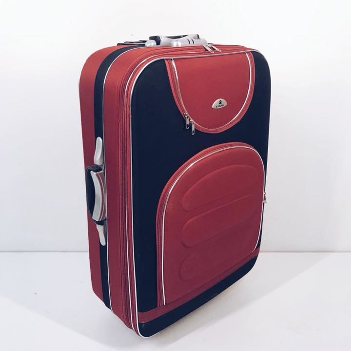 Валіза велика текстиль червоний/чорний ML-017