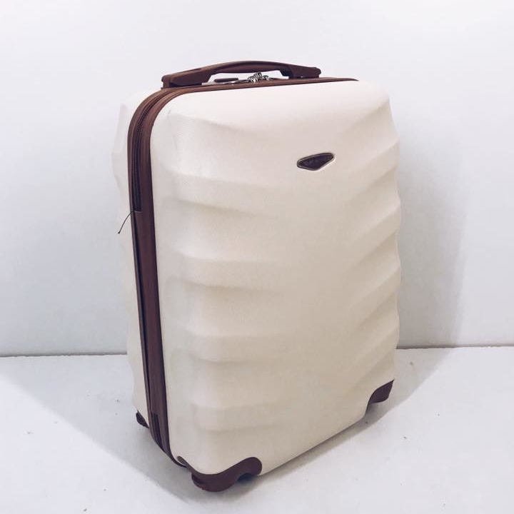 Валіза пластик молочний/коричневий ML-025