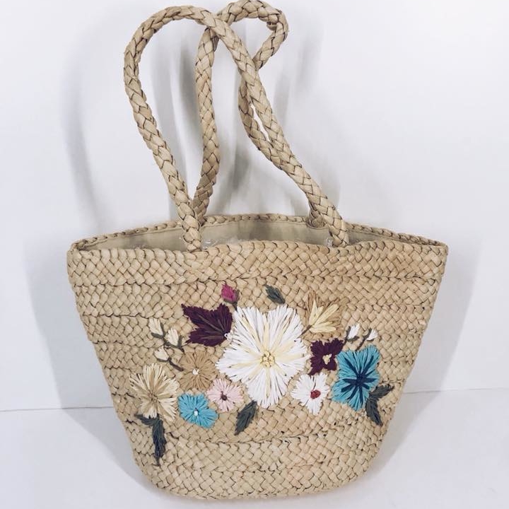 Сумка з соломки з вишивкою MB-055