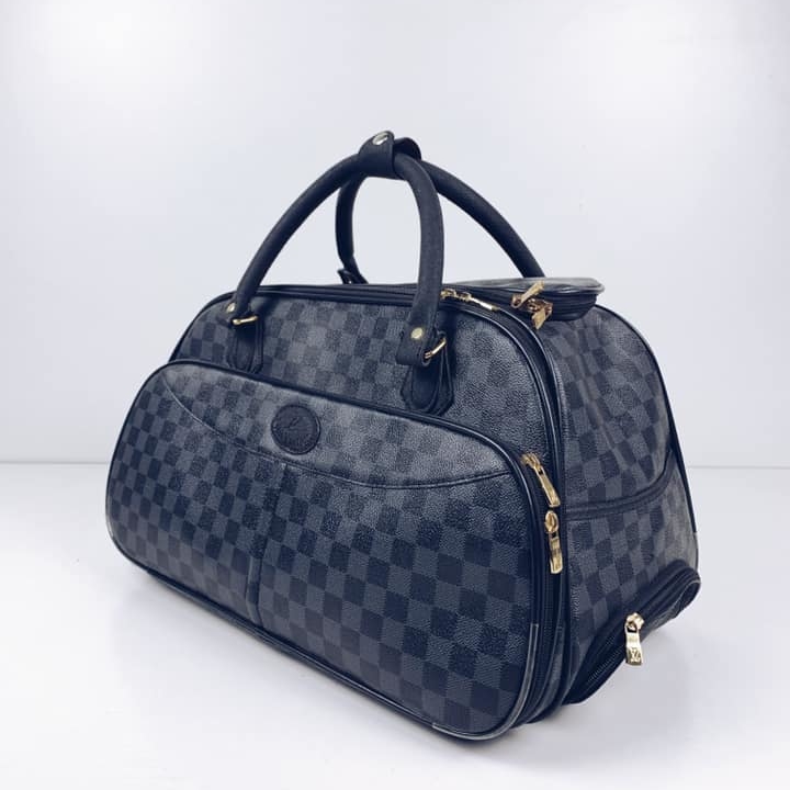 Сумка чоловіча дорожня сіро-чорна шахматка MB-056