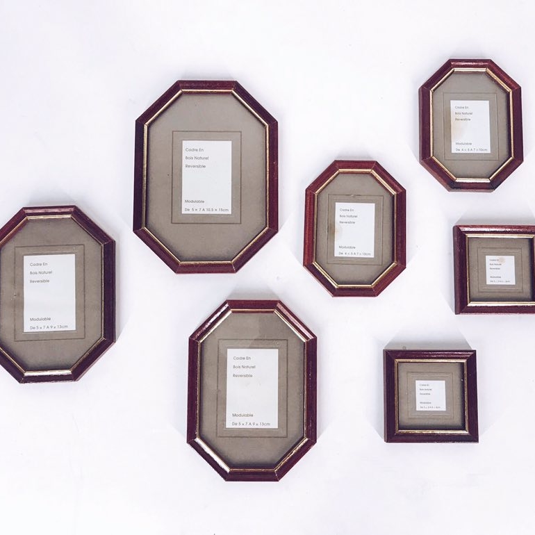 Рамка 8-гранна т-коричнева/золото AR-351