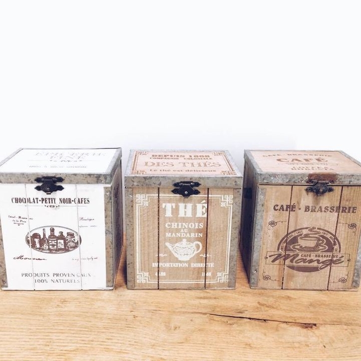 Коробка для чаю з принтом дерево/метал BX-010