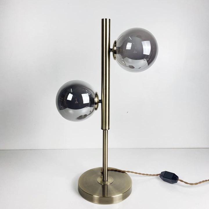 Лампа настільна 2 плафона сіре скло LT-193