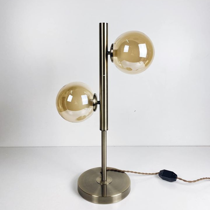 Лампа настільна 2 плафона скло беж LT-194