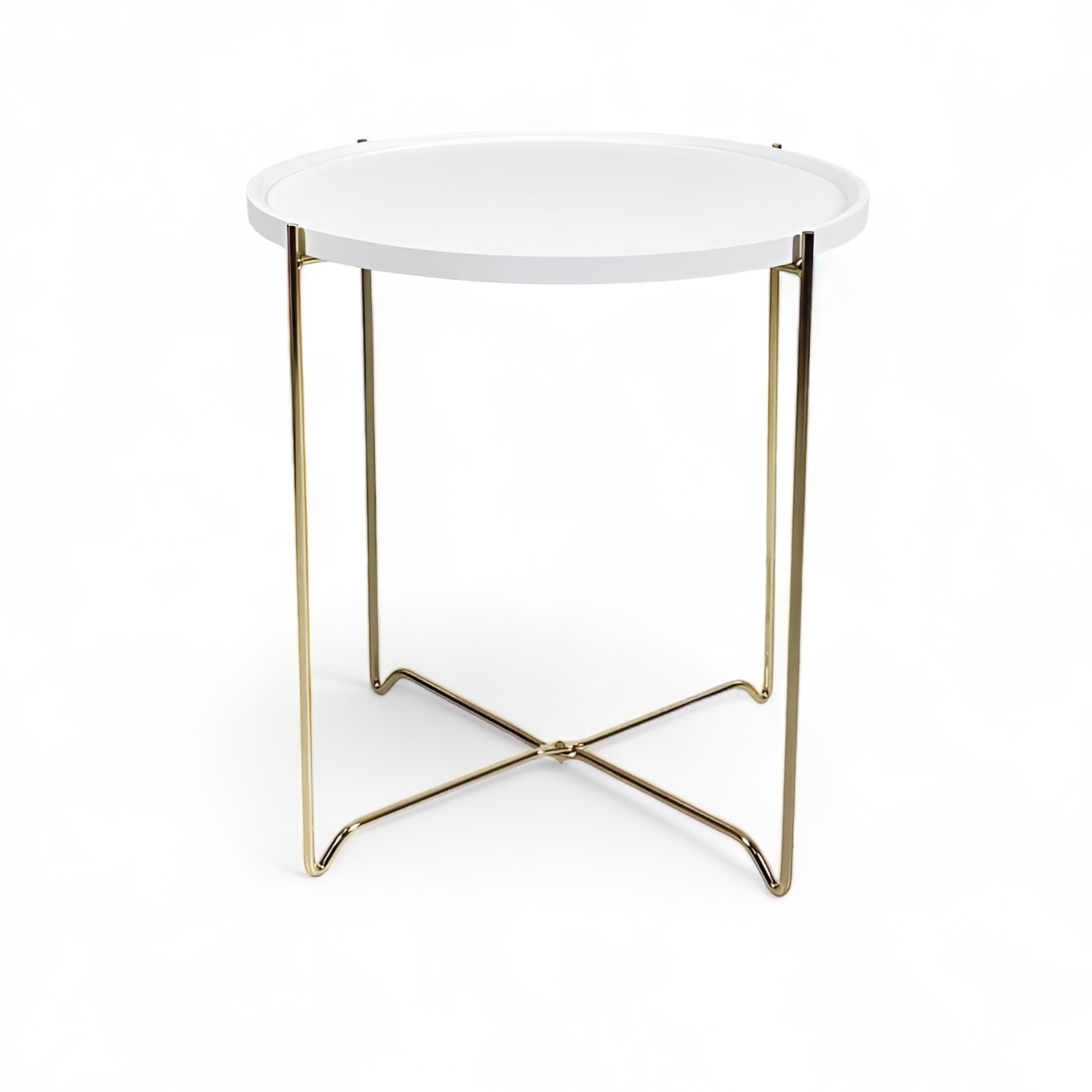 Столик кавовий круглий білий/золото TB-579