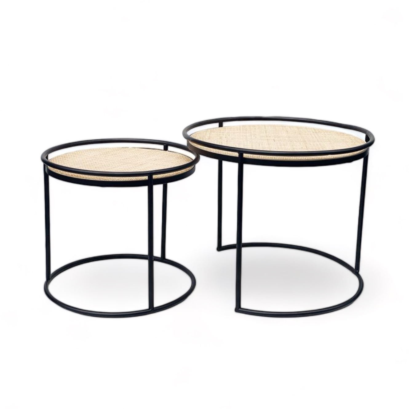 Комплект кавових столиків круглих метал/ротангова сітка TB-581