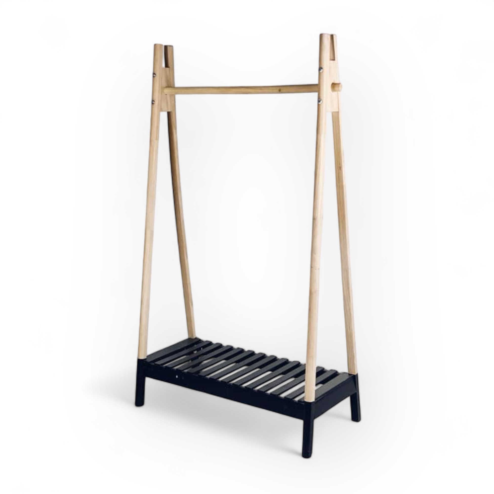 Вішалка-рейл з полицею для взуття дерево/чорний