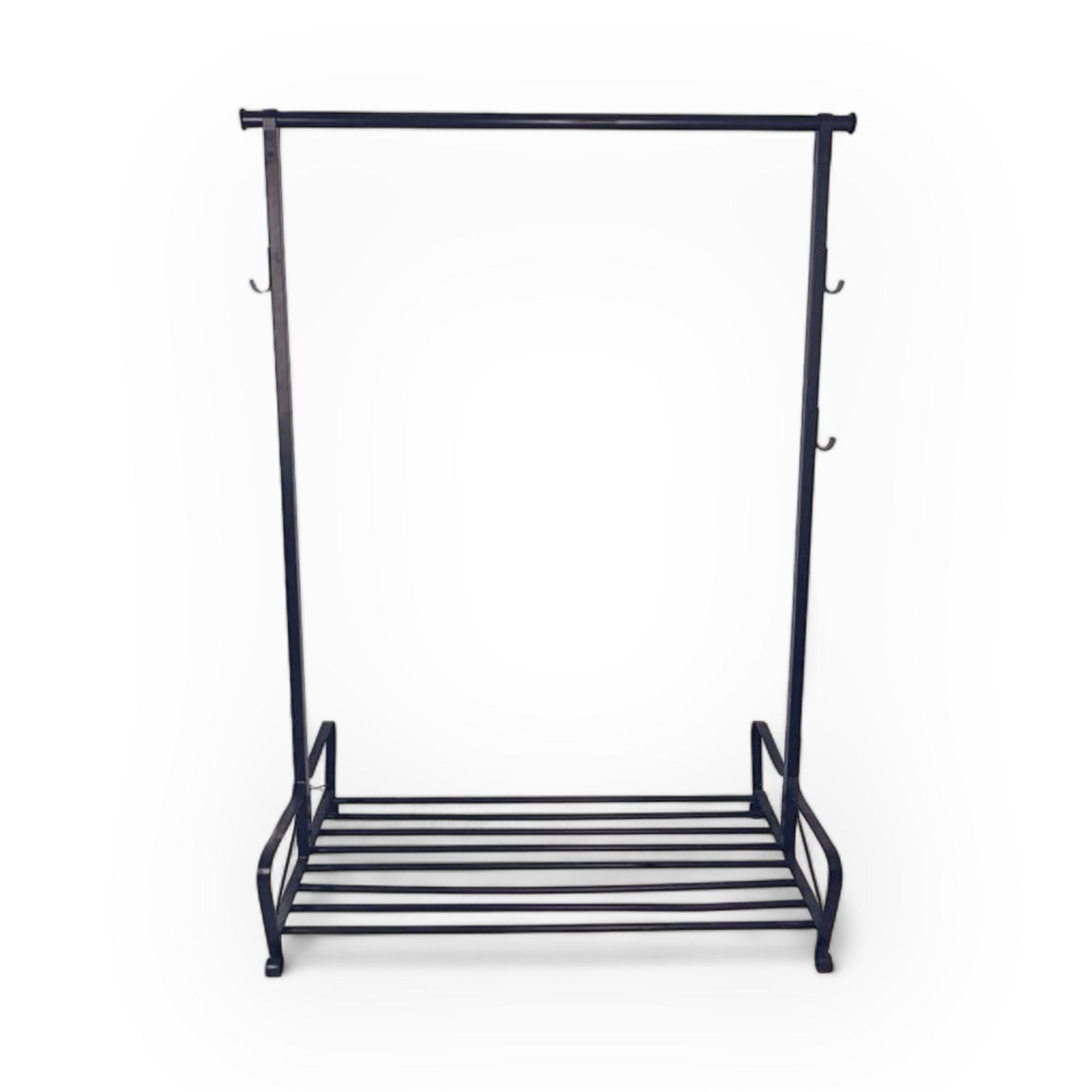 Вішалка-рейл підлогова з полицею метал чорний