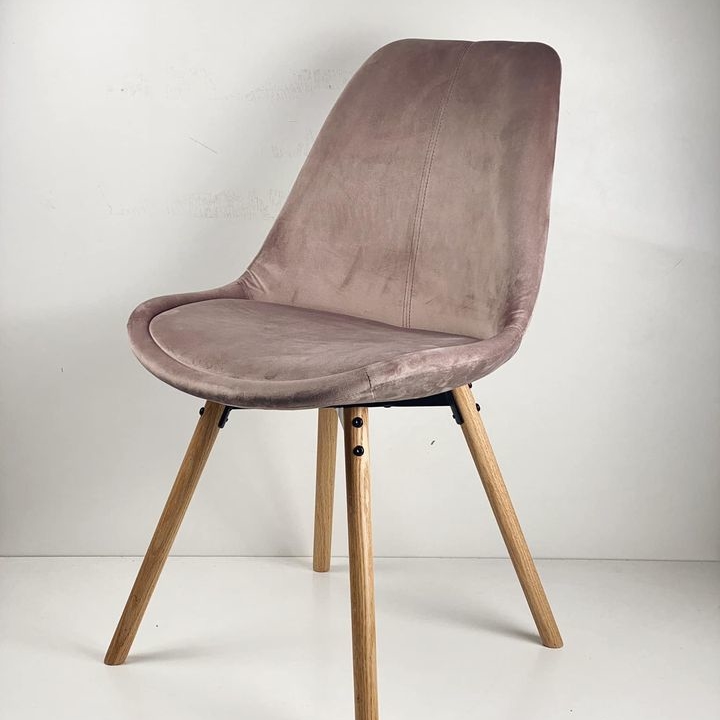 Стілець обідній дерево/рожевий велюр ST-105