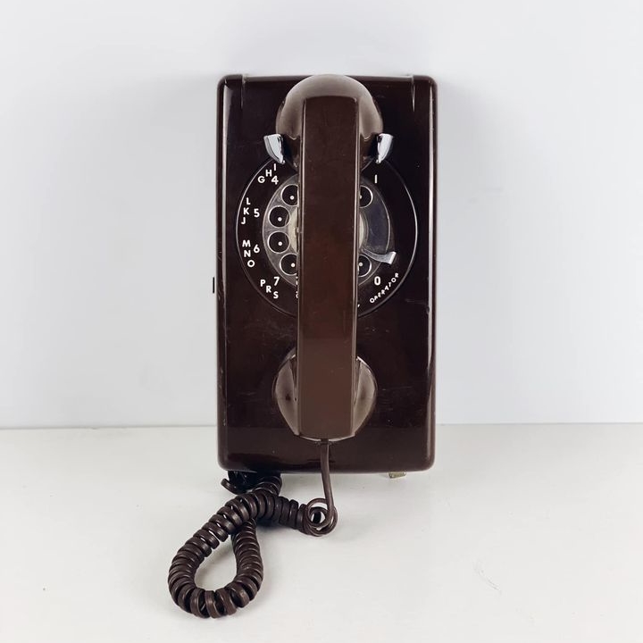 Телефон настінний дисковий коричневий вінтаж PH-045