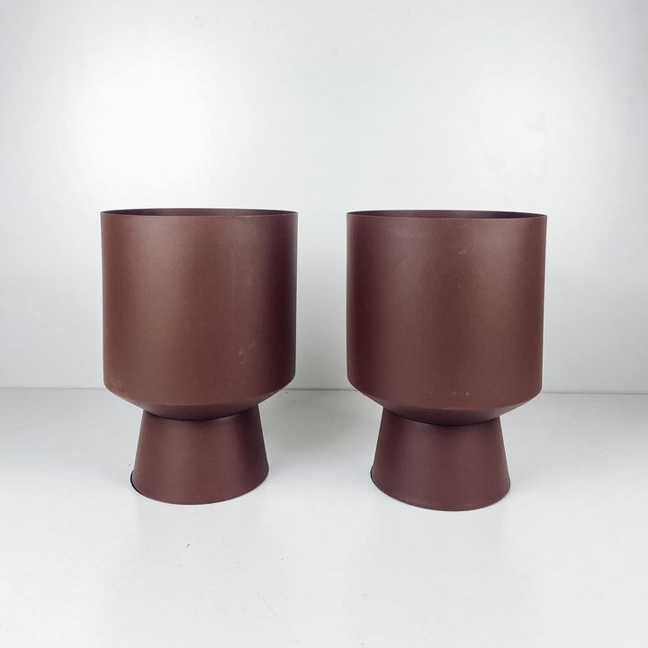 Кашпо коричневе метал/пластик