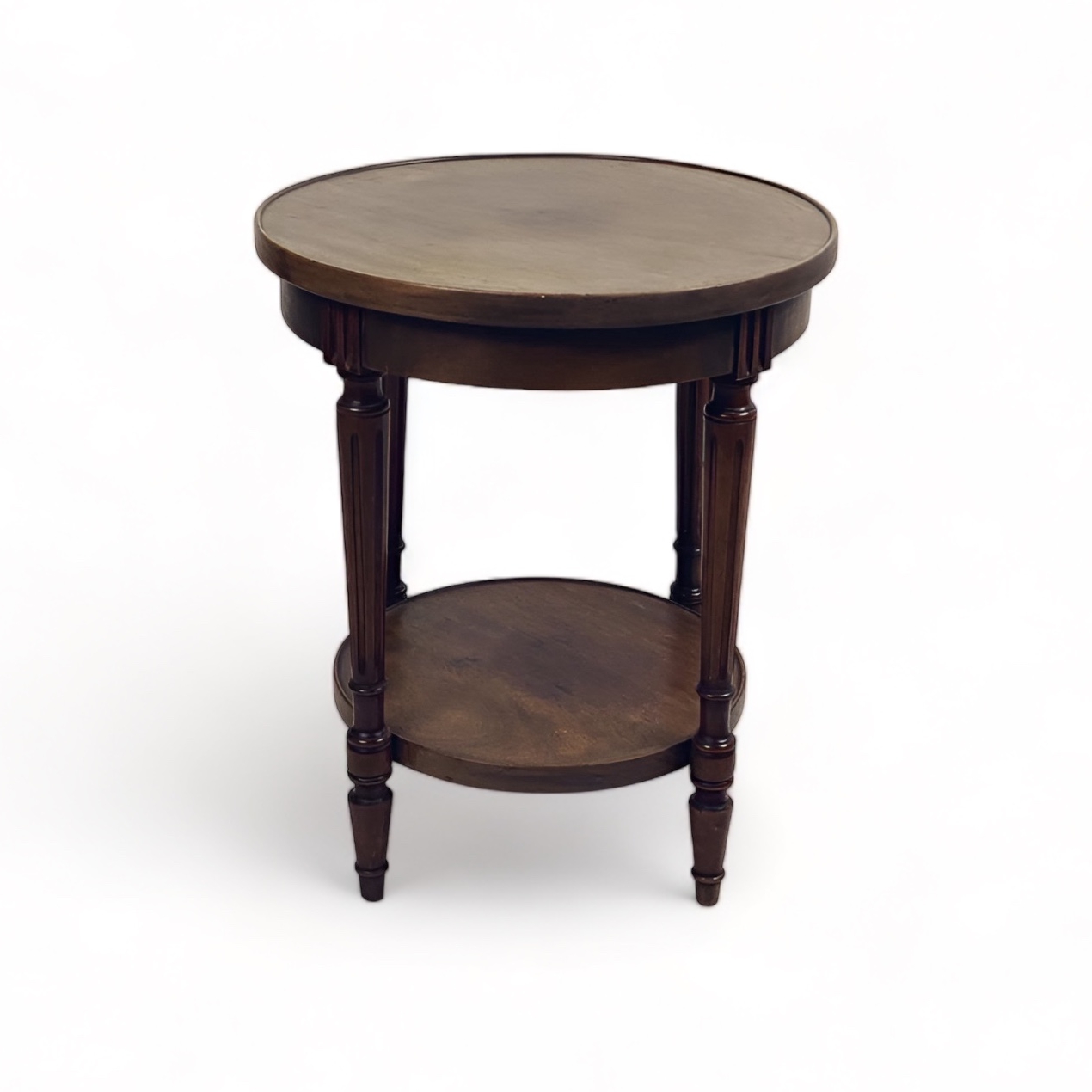 Столик-підставка круглий з полицею вінтаж темне дерево TB-825