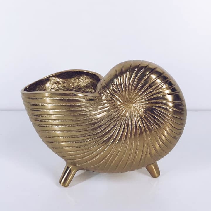 Кашпо мушля на ніжках метал золото
