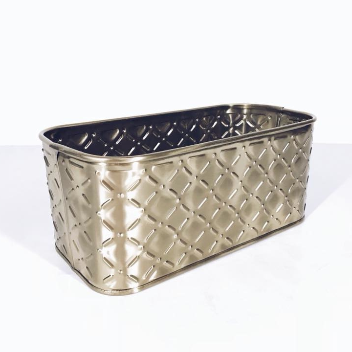 Кашпо рельєфне овальне метал золото