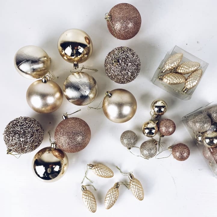 Іграшки ялинкові мікс золото пластик