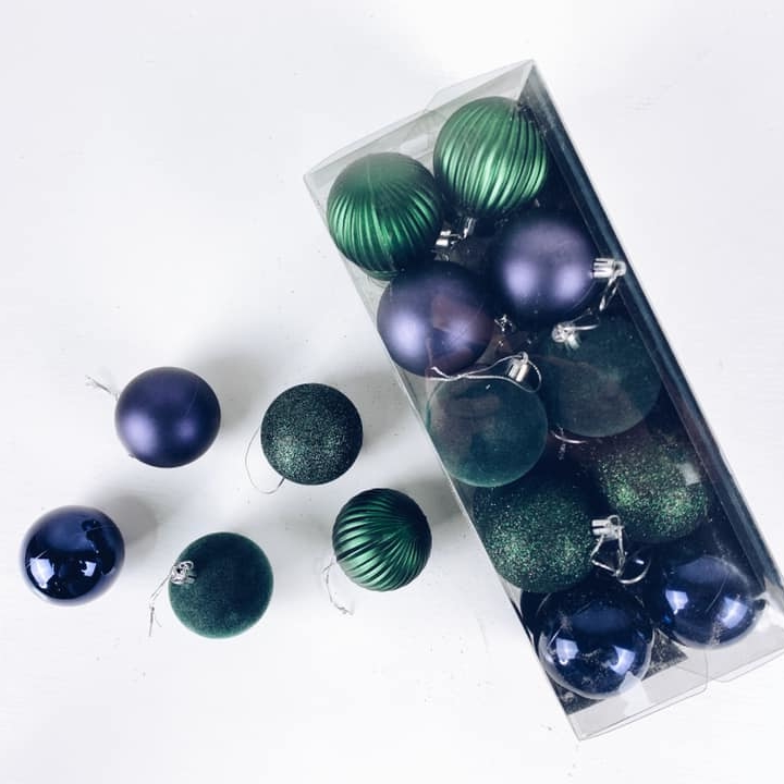 Іграшки ялинкові мікс зелений/синій пластик