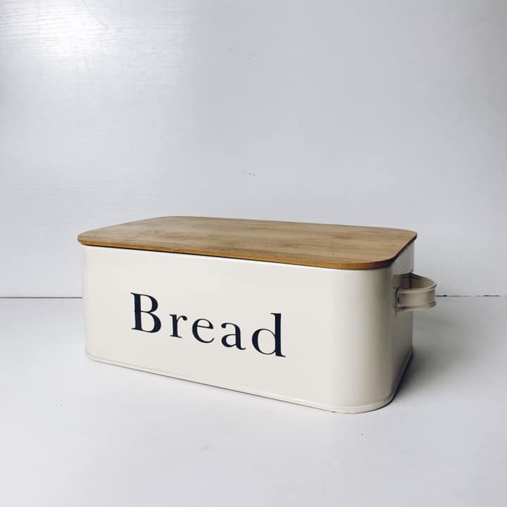 Контейнер для хліб аемальований беж метал/дерево KD-011
