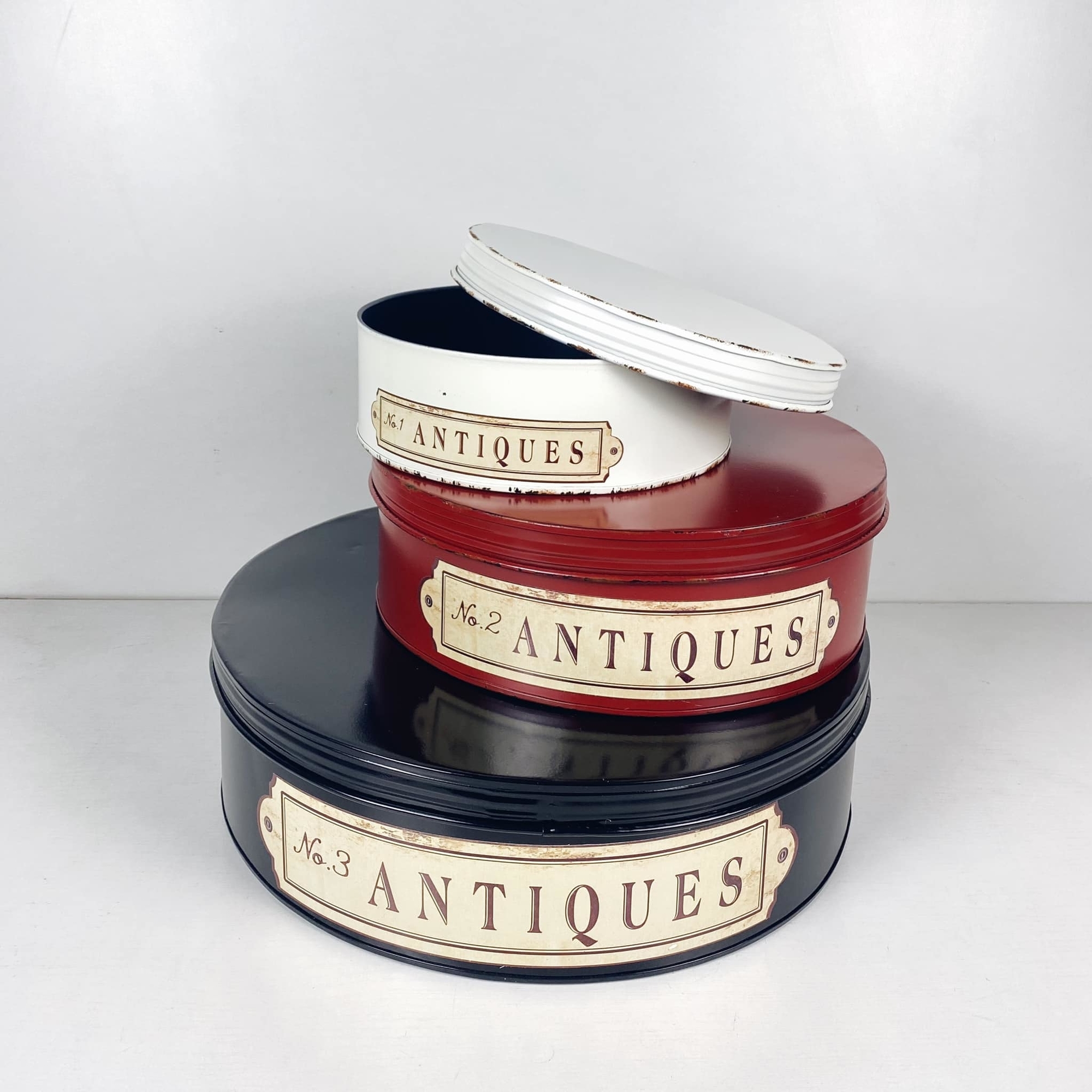 Набір металевих круглих коробок Antiques